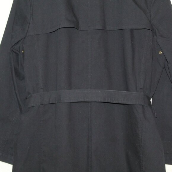 Lands End womens trench coat size L navy belted long vented back wool lined long - Picture 10 of 11